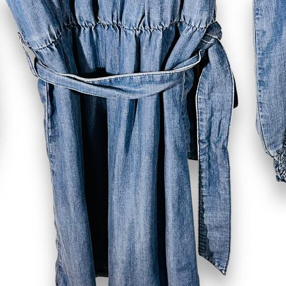 Cloth & Stone Denim Dress Belted Chambray Boho Minimalist Coastal Casual M - Picture 7 of 11